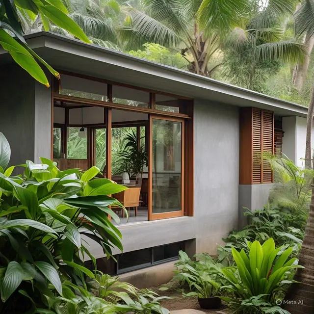 Desain Tropis dengan Sentuhan Abu-Abu