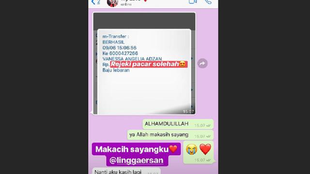 Tanggapan Vanessa  Angel Soal Pamer Bukti Transfer Uang THR 