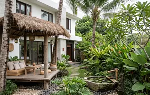 8 Inspirasi Halaman Depan Bergaya Resort Bali, Bikin Rumah Serasa Villa