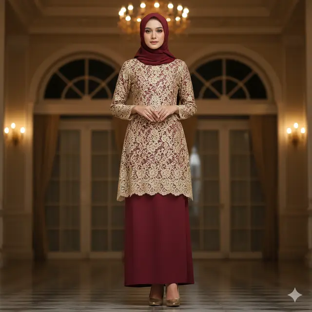 7 Model Gamis Terbaru Atas Brokat Bawah Polos, Tampil Anggun dan Modern untuk Segala Acara
