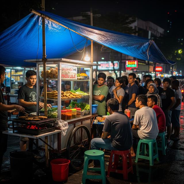 3. Model Warung Pecel Lele Terpal dengan Gerobak Dorong