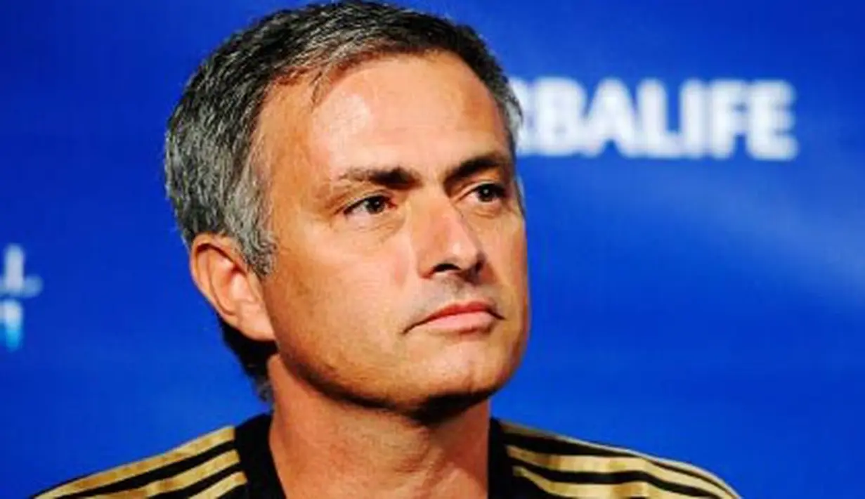 Pelatih Real Madrid Jose Mourinho dalam konferensi pers pada 12 Juli 2011, jelang menghadapi LA Galaxy dalam ajang World Football Challenge di Amerika Serikat. Kevork Djansezian/Getty Images/AFP