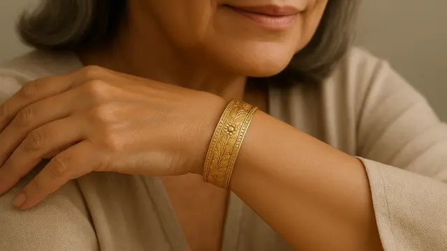 Pilihan Model Gelang Emas Besar untuk Ibu-Ibu Usia 50 Tahun/via AI