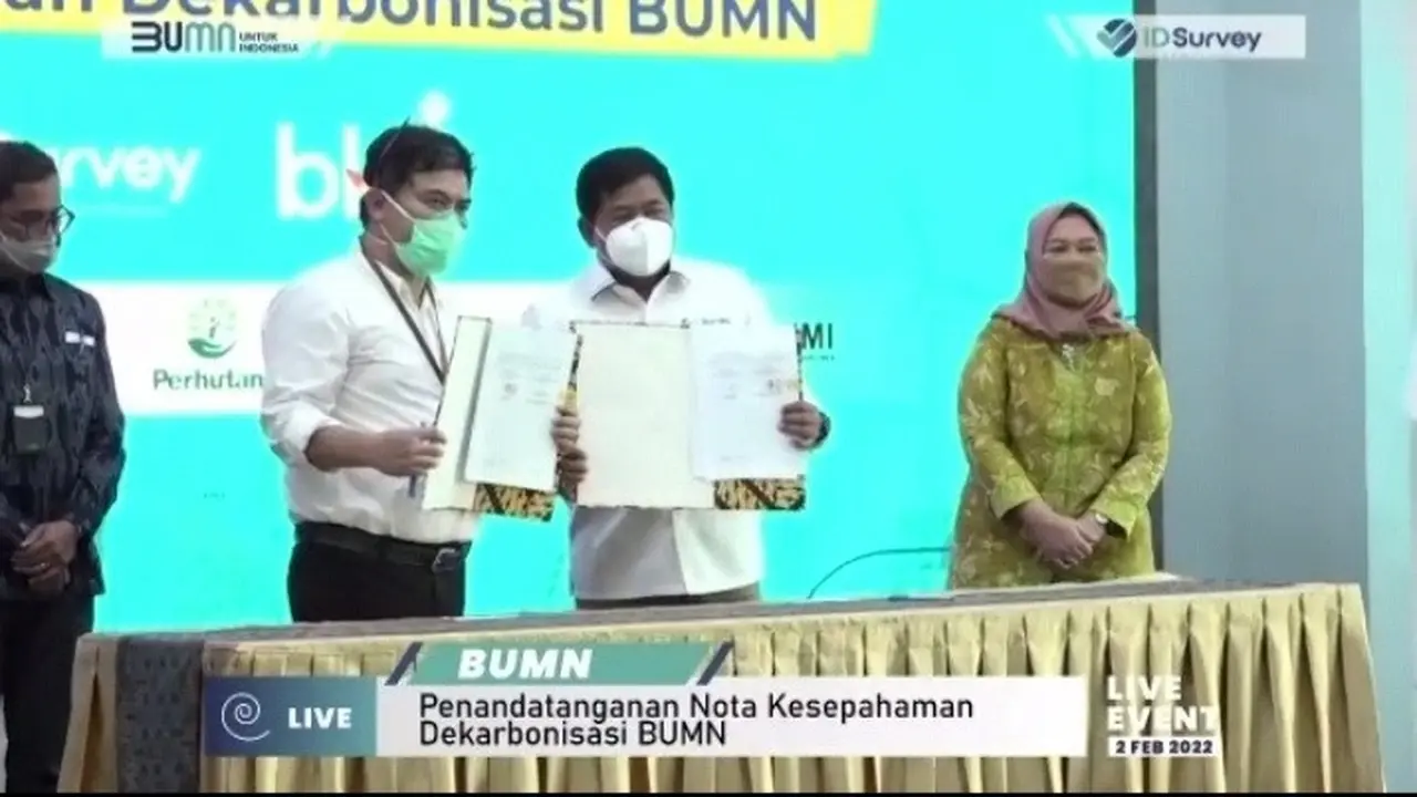 Sejumlah perusahaan pelat merah menandatangani nota kesepahaman tentang Dekarbonisasi BUMN.