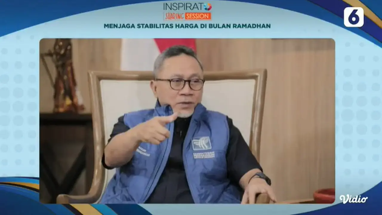Menteri Perdagangan (Mendag) Zulkifli Hasan dalam Inspirato Sharing Session Liputan6.com, Kamis (31/3/2023).