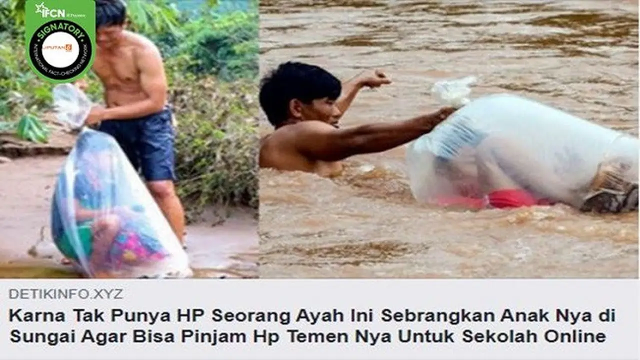 Gambar Tangkapan Layar Foto Menyeberang Sungai (sumber: Facebook)