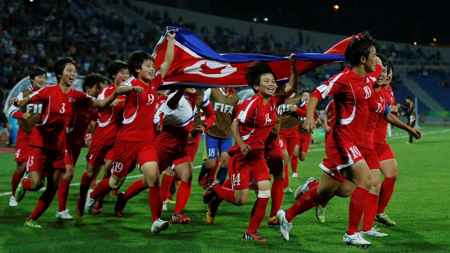 Tim Sepak Bola Korut (Reuters/Muhammad Hamed)