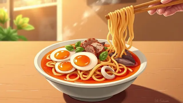 Siapa sih yang bisa nolak kelezatan mie instan? Eittttssss... Jangan kebablasan ya! Di balik kenikmatannya, tersembunyi bahaya yang mengintai kalau kamu ketagihan makan mie instan (Ilustrasi by AI)