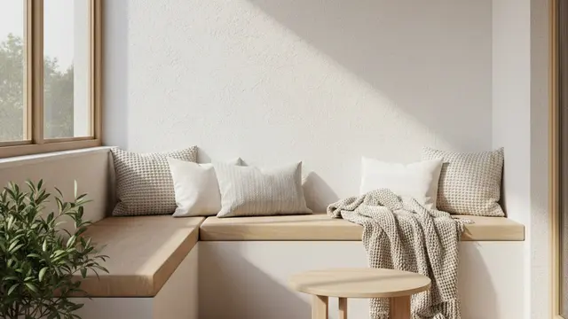 Desain Teras dengan Tempat Duduk Cor Menyatu Dinding (Foto: Gemini AI)
