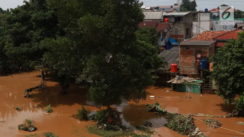 Penampakan Sungai Ciliwung yang Meluap di Pejaten Timur