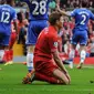 Reaksi Steven Gerrard usai melakukan blunder pada pertandingan Liverpool melawan Chelsea. (Skysports).