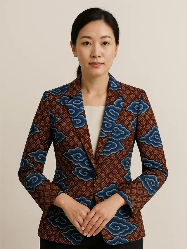 Model Baju Batik Mega Mendung Wanita untuk Kerja Kantoran