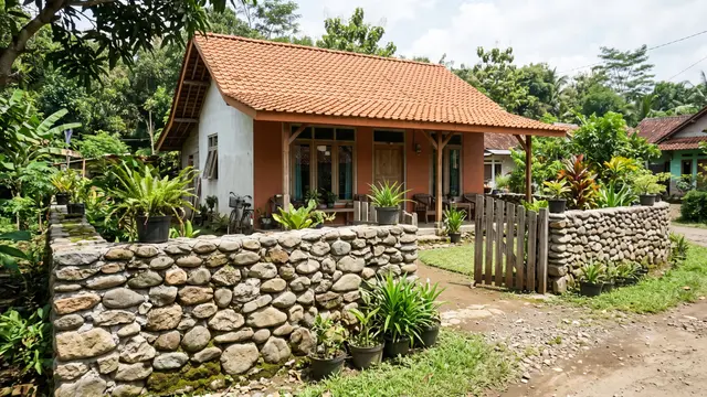 Desain Pagar Rumah Sederhana di Desa Tanpa Tembok Tinggi