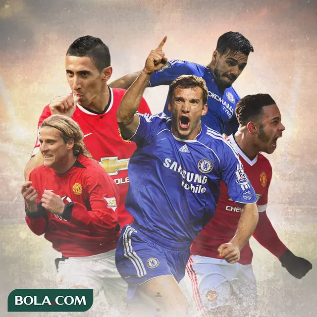 Premier League - Ilustrasi Pemain Chelsea dan Manchester United