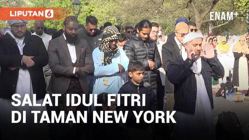 VIDEO: Momen Toleransi Shalat Idul Fitri di Taman New York