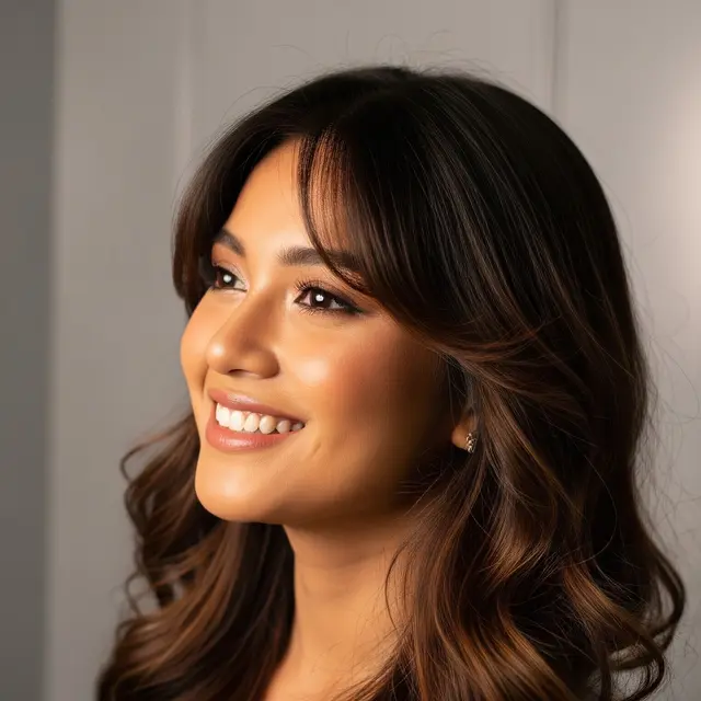 Rambut Panjang dengan Curtain Bangs