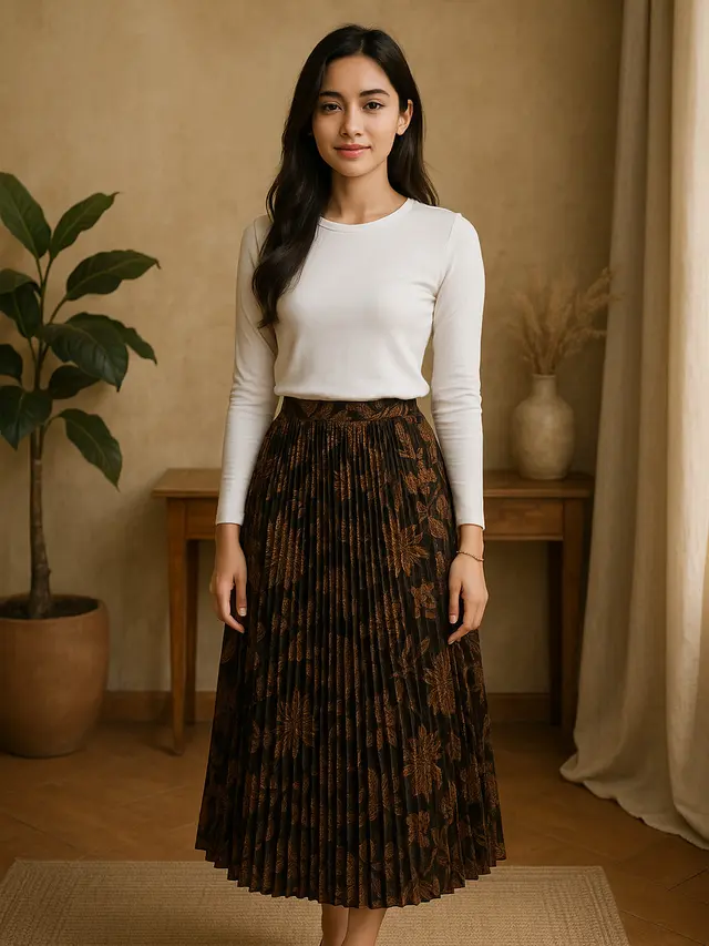 Model Baju yang Cocok untuk Rok Plisket Batik