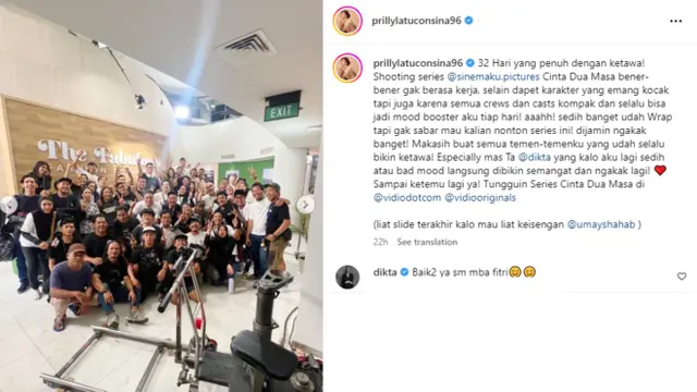 Potret Prilly bersama crew dan cast Cinta Dua Masa