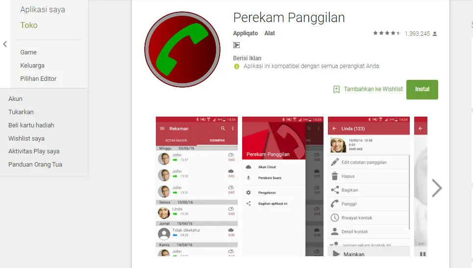 Automatic Call Recorder (Sumber: Google Play Store)