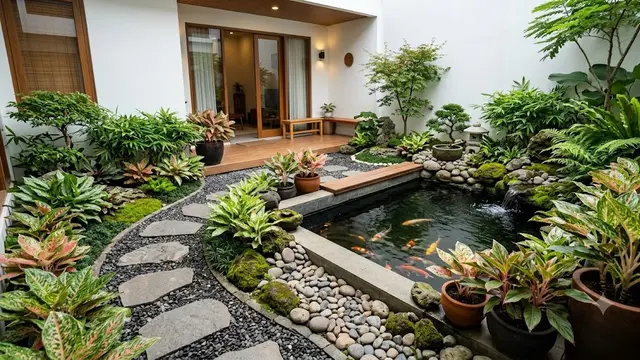 6 Inspirasi Kebun Aglaonema di Sekitar Kolam Minimalis, Estetik dan Menenangkan