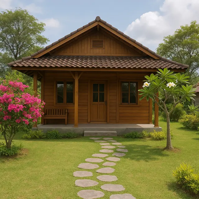 Model Rumah Sederhana Ukuran 6x9 dengan Pekarangan Luas di Desa