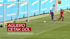 Berita video momen gol perdana Sergio Aguero bersama Barcelona. Seperti apa?