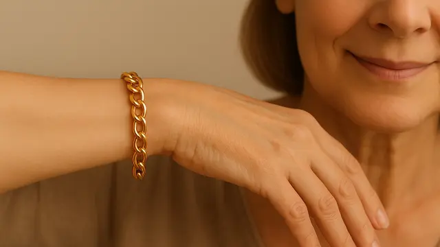 Pilihan Model Gelang Emas Besar untuk Ibu-Ibu Usia 50 Tahun/via AI