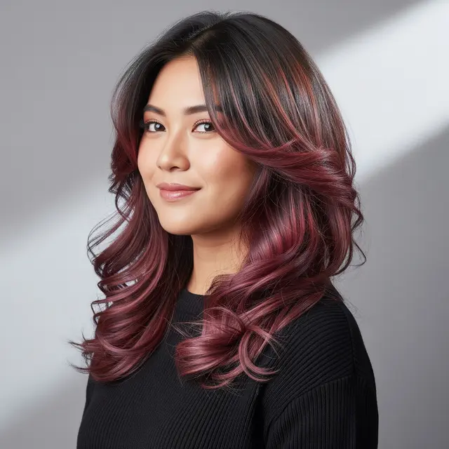 Model Rambut Panjang Peek-a-Boo Layer