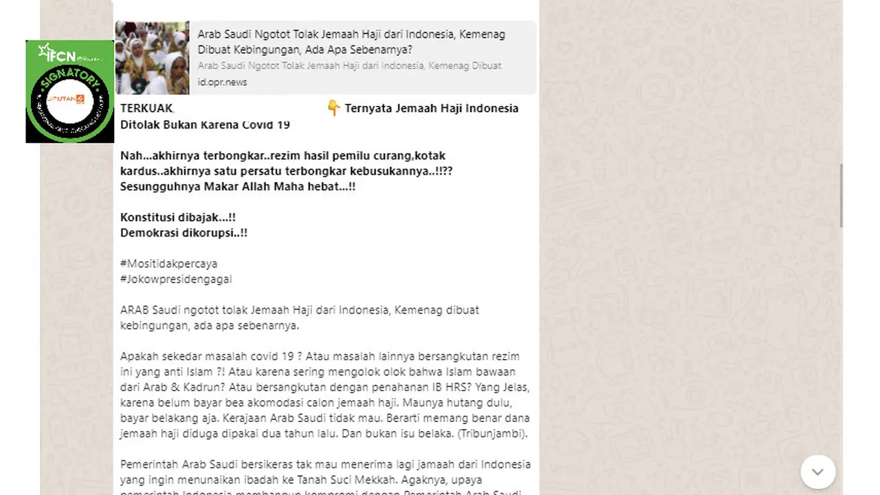 Informasi jemaah haji Indonesia ditolak Arab Saudi karena utang akomodasi bukan karena Covid-19