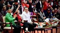 Ketua Umum DPP PDI Perjuangan (PDIP) Megawati Soekarnoputri dalam Rapat Kerja Nasional (Rakornas) organ relawan pendukung Ganjar-Mahfud di Jiexpo Kemayoran, Jakarta. (Foto: Dokumentasi PDIP).