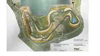 Desain Sirkuit Jakabaring rancangan Hermann Tilke yang rencananya mulai dibangun pada 2017 untuk menyelenggarakan MotoGP pada 2018 dan F1 pada 2019. (Istimewa)