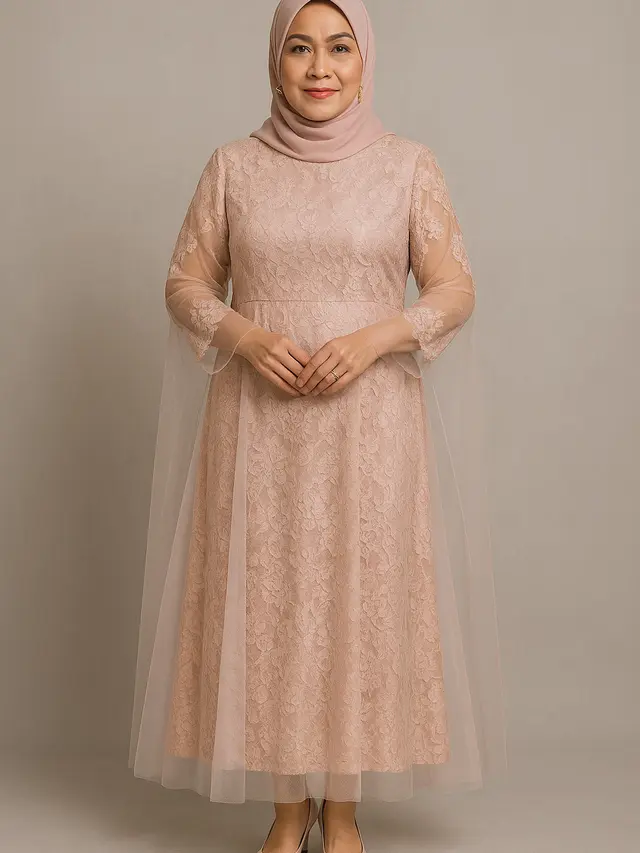 Model Gamis Brokat untuk Usia 40-an (Foto: ChatGPT)