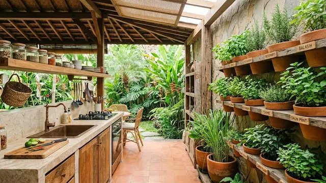 Dapur Terbuka dengan Kebun Sayur Mini (AI Generated)