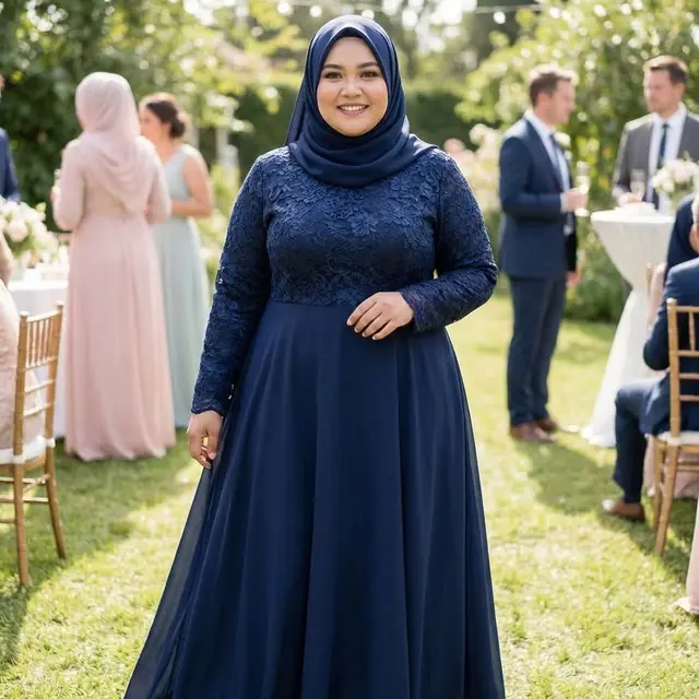 Model Gamis Brokat Buat Orang Gemuk