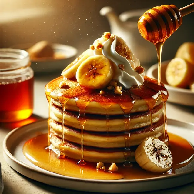 2. Pancake Pisang dengan Sirup Madu