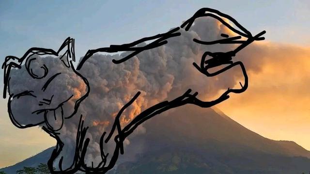 Lukisan Kartun Awan Panas Merapi