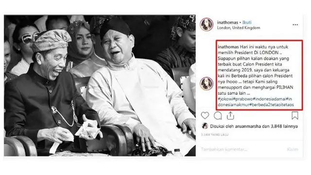 Deretan Pasangan Seleb yang Beda Pilihan Capres pada Pemilu 2019