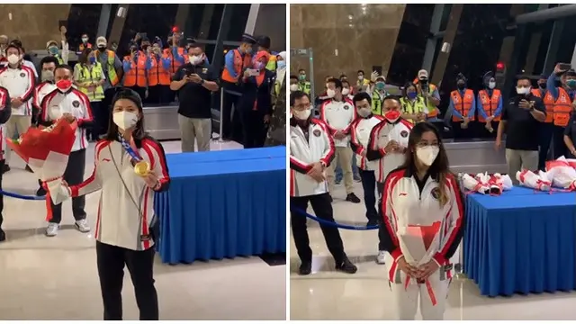 6 Momen Penyambutan Kloter Terakhir Tim Indonesia di Bandara, Riuh Teriakan Bangga