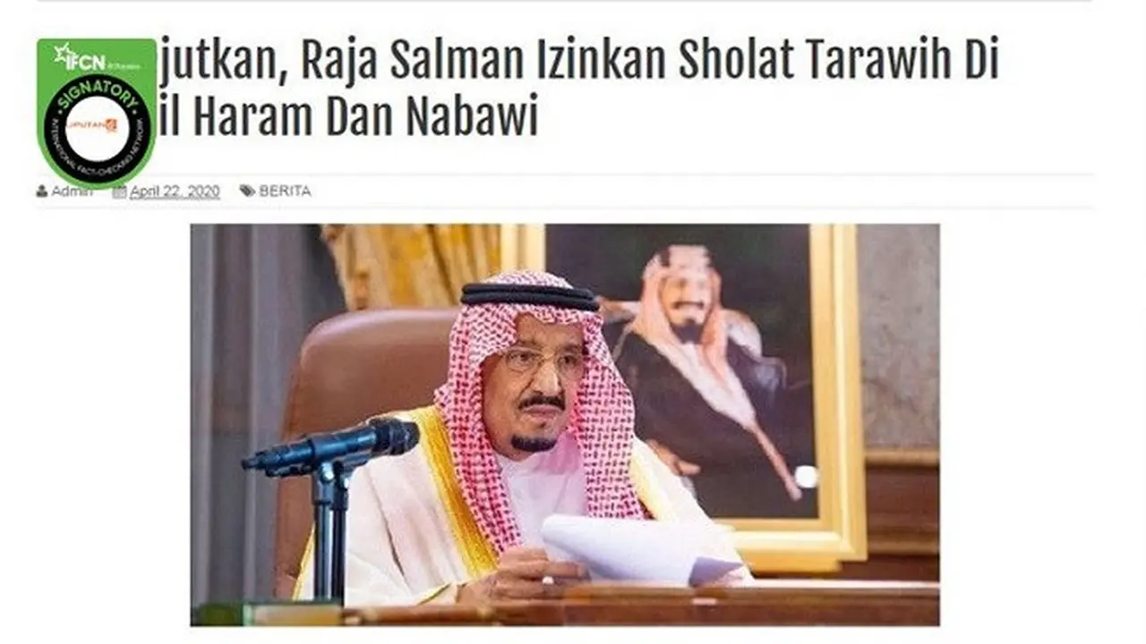 Gambar Tangkapan Layar Berita Tentang Raja Salman