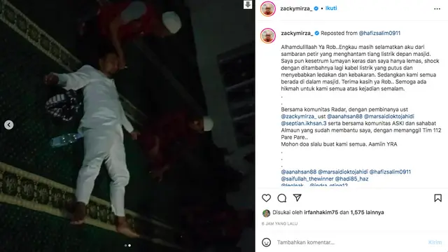 Rekan Ustaz Zacky Mirza Tersengat Aliran Listrik Saat Sedang Berdakwah