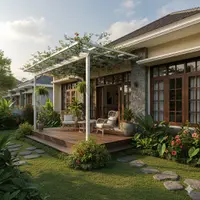 7 Model Rumah 1 Lantai dengan Teras Luas dan Taman Kecil, Nyaman untuk Bersantai dan Ramah Keluarga (foto: GeminiAI)