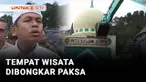 Pembongkaran tempat wisata Hibisc Fantasy Puncak, Kabupaten Bogor, Jawa Barat berlangsung ricuh. Warga bersitegang di tempat wisata yang berusaha menghalangi proses pembongkaran bangunan.