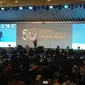 Presiden Jokowi saat menghadiri acara gala dinner 50 tahun Persatuan Hotel dan Restoran Indonesia (PHRI). (Liputan6.com/Lizsa Egeham)