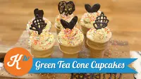 Bosan dengan cupcake yang itu-itu saja? Yuk coba menu green tea cone cupcake unik yang satu ini. (Foto: Kokiku Tv)