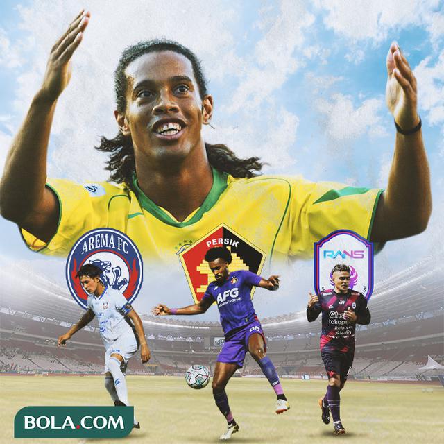 Ilustrasi - Ronaldinho dan Arema FC, Persik Kediri, Rans Nusantara