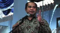 Menteri Desa, Pembangunan Daerah Tertinggal dan Transmigrasi, Marwan Jafar memberikan pidato saat blusukan perdananya di Kabupaten Lebak, Banten, Rabu (5/11/2014) (Liputan6.com/Johan Tallo)
