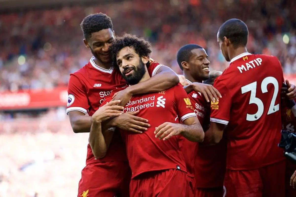 Para pemain Liverpool merayakan gol ke gawang Arsenal (Twitter Liverpool)