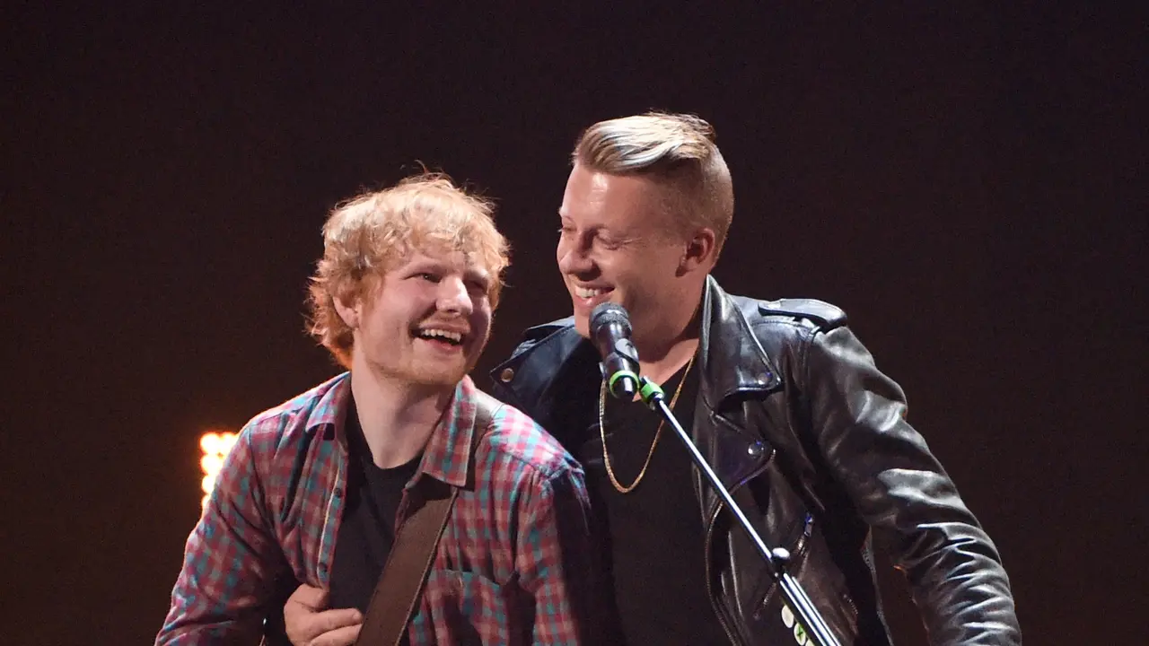 Ed Sheeran dan Macklemore. (Ethan Miller / GETTY IMAGES NORTH AMERICA / Getty Images via AFP)