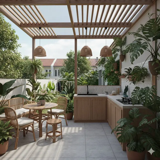 Model Dapur Semi Outdoor Ukuran 3x3 dengan Pencahayaan Alami