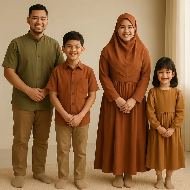 Inspirasi Model Outfit Sholat Ied Keluarga 2025 yang Serasi dan Adem/via ChatGPT